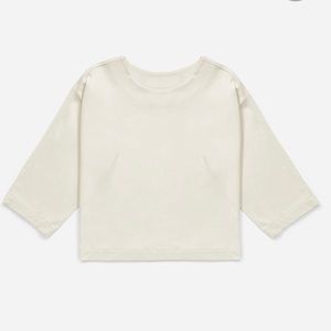 Everlane Luxe Cotton Cropped Tee in Sandstone, Sz XS